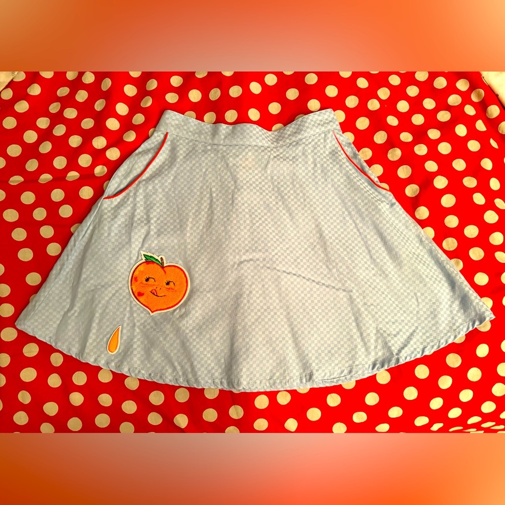 Tuesday Bassen/Tuesday of California peach checkered skirt